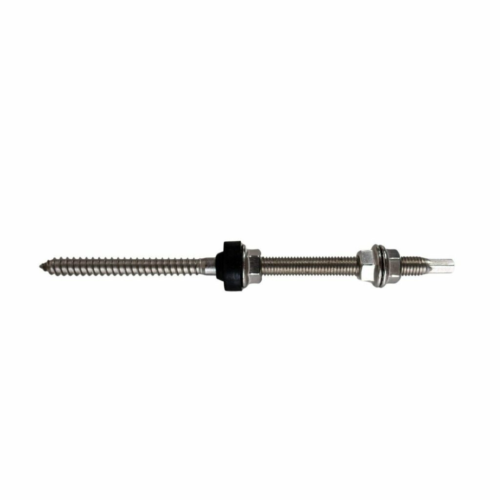 Edelstahlschraube M10 x 160 mm Sechskant SW7 inkl. 3 Edelstahlmuttern für Photovoltaik