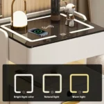 Intelligenter nachttisch mit kabelloser aufladung & led-beleuchtung – anthrazitgrau | 3 schubladen – Bild 2