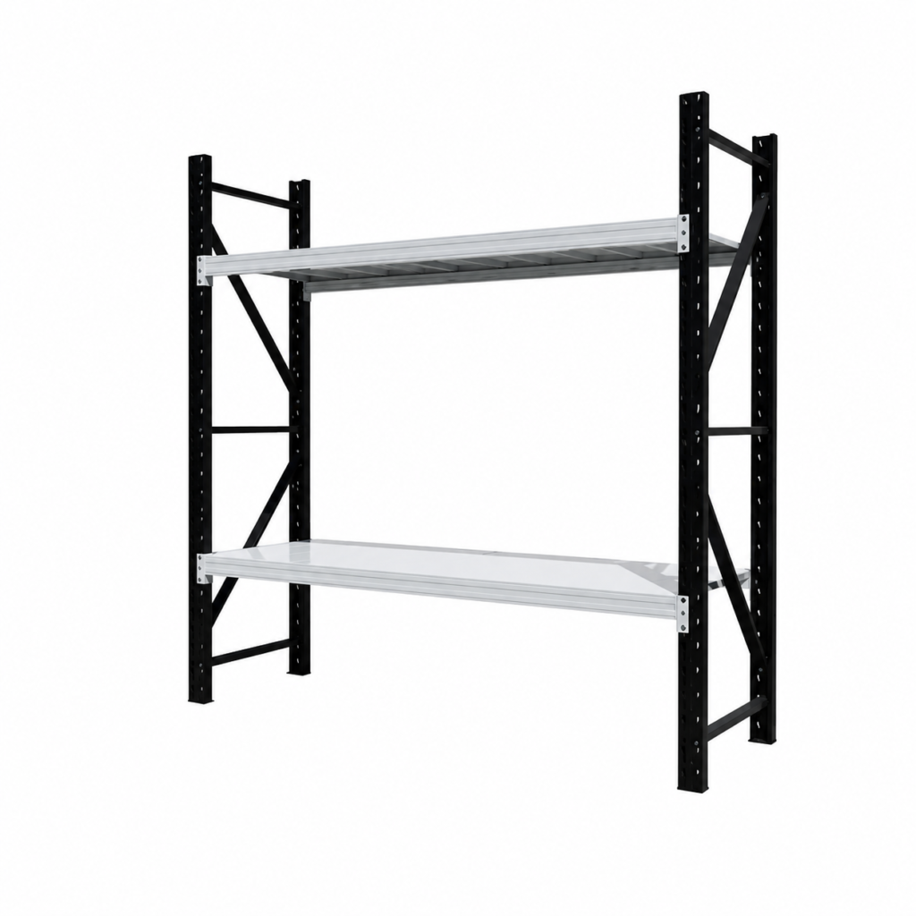 Metall-Lagerregal 2000 x 600 x 2000 mm, 4 Ebenen, 400 kg Tragkraft, verzinkt, höhenverstellbar