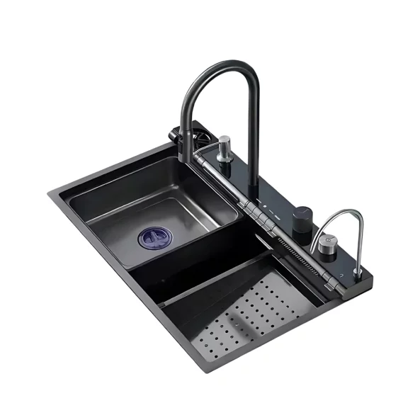 Moderne Küchenspüle Schwarz – Multifunktions-Edelstahlspüle 750 × 460 × 220 mm 1 Moderne Küchenspüle Schwarz – Multifunktions-Edelstahlspüle 750 × 460 × 220 mm