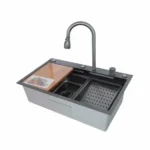 Moderne Küchenspüle Schwarz – Multifunktions-Edelstahlspüle 750 × 460 × 220 mm