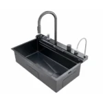 Moderne Küchenspüle Schwarz – Multifunktions-Edelstahlspüle 750 × 460 × 220 mm – Bild 2