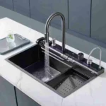 Moderne Küchenspüle Schwarz – Multifunktions-Edelstahlspüle 750 × 460 × 220 mm – Bild 3