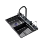 Multifunktionale küchenspüle schwarz aus edelstahl – 800×460×220 mm, mit zubehör inklusive