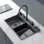 Multifunktionale küchenspüle schwarz aus edelstahl – 800×460×220 mm, mit zubehör inklusive – Bild 2