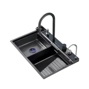 Multifunktionale küchenspüle schwarz aus edelstahl – 800×460×220 mm, mit zubehör inklusive