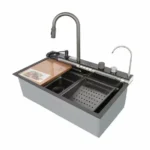 Multifunktionale küchenspüle schwarz aus edelstahl – 800×460×220 mm, mit zubehör inklusive – Bild 4