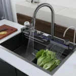Multifunktionale küchenspüle schwarz – edelstahl premium 800 × 460 × 220 mm – Bild 2