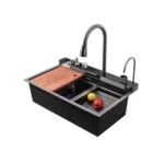 Multifunktionale küchenspüle schwarz – edelstahl premium 800 × 460 × 220 mm