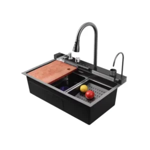 Multifunktionale küchenspüle schwarz – edelstahl premium 800 × 460 × 220 mm