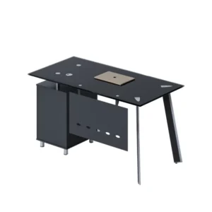 Schreibtisch venus mit glasplatte und festem seitenschrank – 1400×700×750 mm