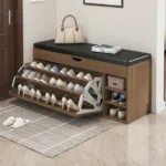 Schuhschrank mit sitzbank – modernes design, 100x34x50 cm, braun – Bild 2