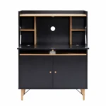 Sekretär Schreibtisch Schwarz Holzoptik – Kompakt & Modern – Bild 3