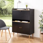 Sekretär Schreibtisch Schwarz Holzoptik – Kompakt & Modern – Bild 6