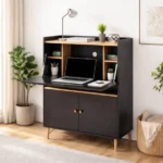 Sekretär Schreibtisch Schwarz Holzoptik – Kompakt & Modern – Bild 5
