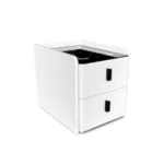 Smart slim nachttisch mit kabelloser aufladung & led-beleuchtung – weiß 2 schubladen
