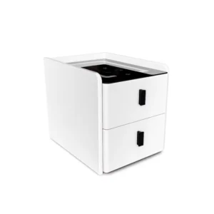 Smart slim nachttisch mit kabelloser aufladung & led-beleuchtung – weiß 2 schubladen