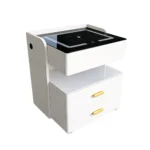 Smarter Nachttisch Weiß mit Qi-Ladefunktion, LED-Beleuchtung, integriertem Safe & Bewegungssensor