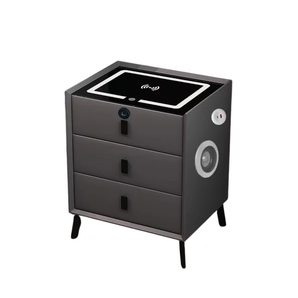 Smarter nachttisch mit kabellosem laden, bluetooth & fingerabdruckschloss – anthrazitgrau Smarter nachttisch mit kabellosem laden, bluetooth & fingerabdruckschloss – anthrazitgrau