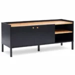 TV lowboard 130 cm mit 2 türen & stauraum | modernes tv möbel in schwarz holzoptik