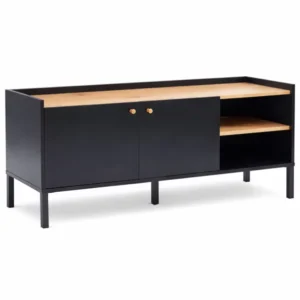 TV lowboard 130 cm mit 2 türen & stauraum | modernes tv möbel in schwarz holzoptik
